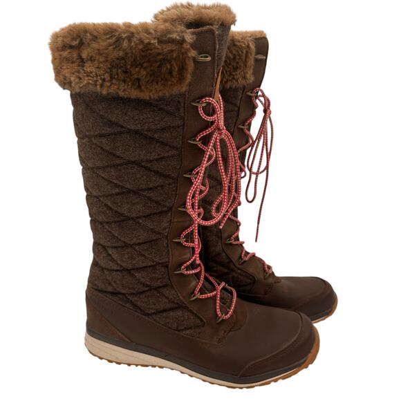 Salomon Women's Brown Hime High Winter Faux Fur Boots Size 8 - Picture 1 of 9